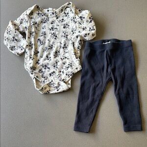 Colored Organics Floral Cream and Navy Kids Matching Set